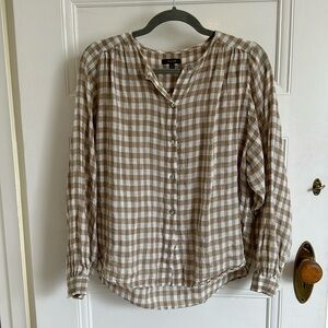 Linen Gingham billowy blouse